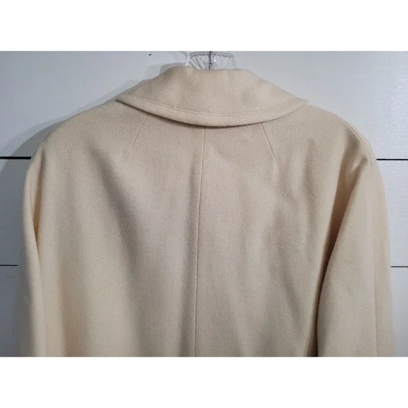 Vintage The Travelaire Cream Wool Button Split Cuff Union Made Dress Coat Sz 16 - Picture 11 of 16